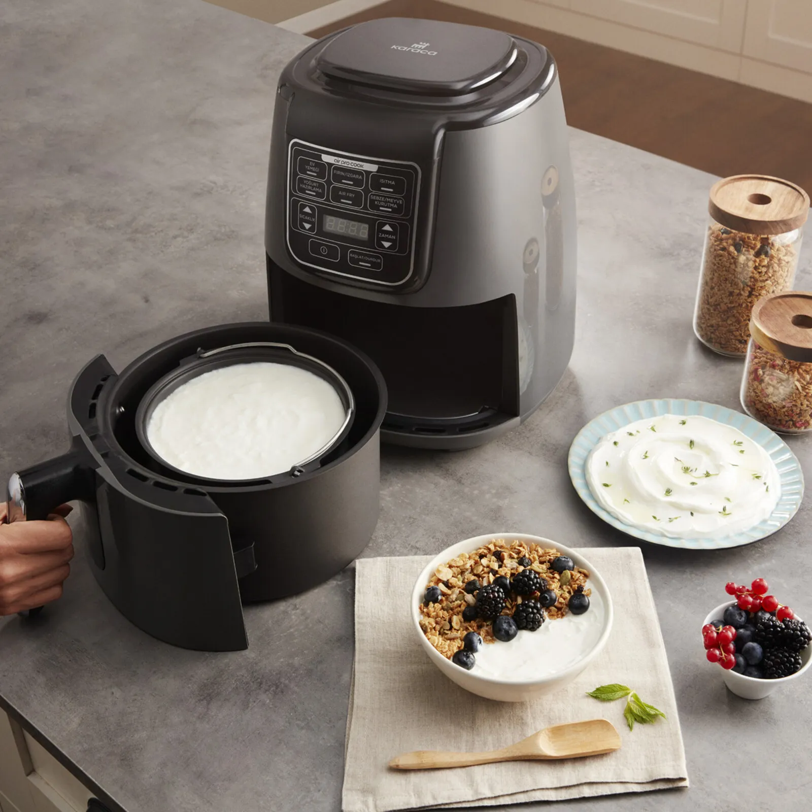 Airfryer Karaca Air Cook XL 2 en 1 Space, gris et noir - Image 8