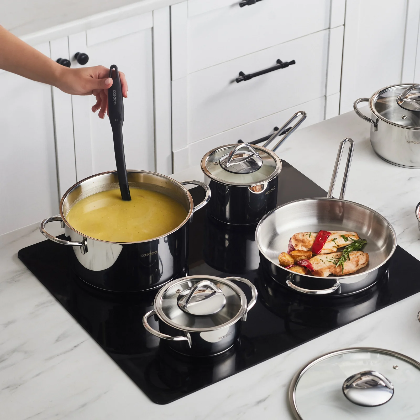 Batterie de cuisine Karaca Ada en acier, 12 pièces - Image 4