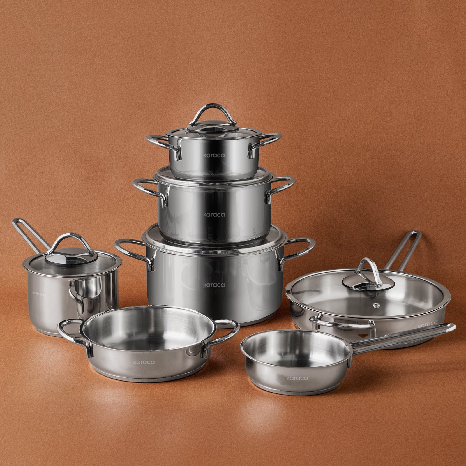 Batterie de cuisine Karaca Ada en acier, 12 pièces - Image 9