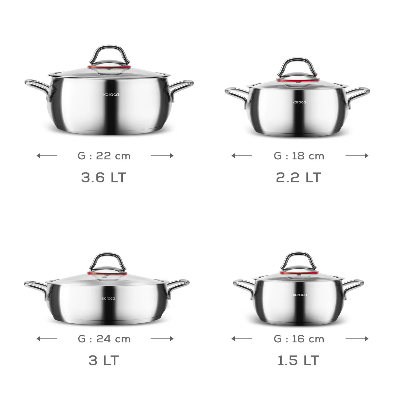 Batterie de cuisine Karaca Emirgan en acier, 8 pièces - Image 2