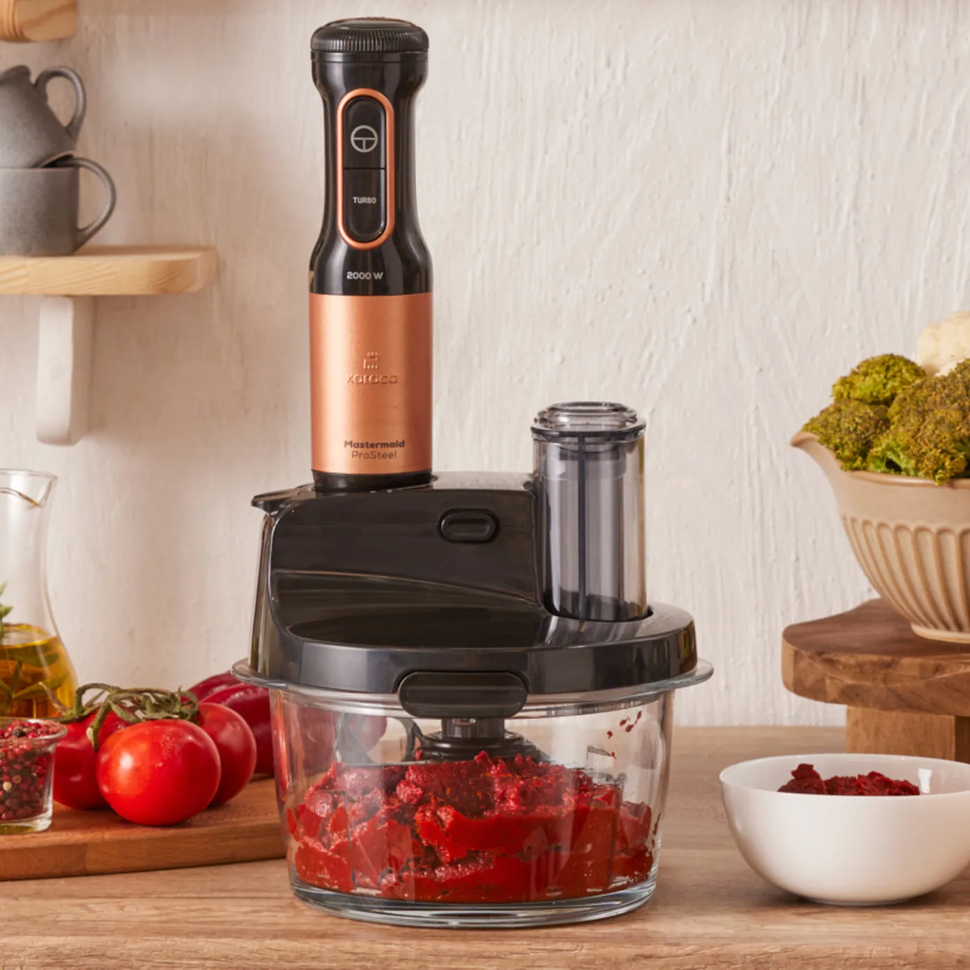 Blender Set Karaca Mastermaid Prosteel Long support pour mixeur, 6 couteaux, verre, 2500 W, cuivre noir - Image 3