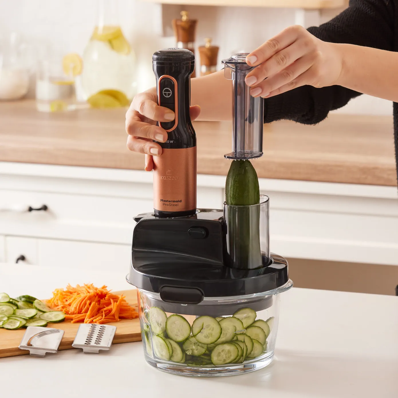Blender Set Karaca Mastermaid Prosteel Long support pour mixeur, 6 couteaux, verre, 2500 W, cuivre noir - Image 5