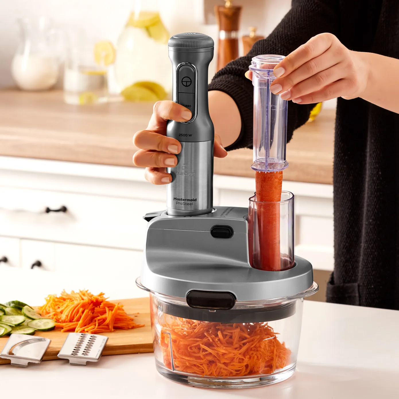 Blender Set Karaca Mastermaid Prosteel Long support pour mixeur, 6 couteaux, verre, 2500 W, gris galaxie - Image 4