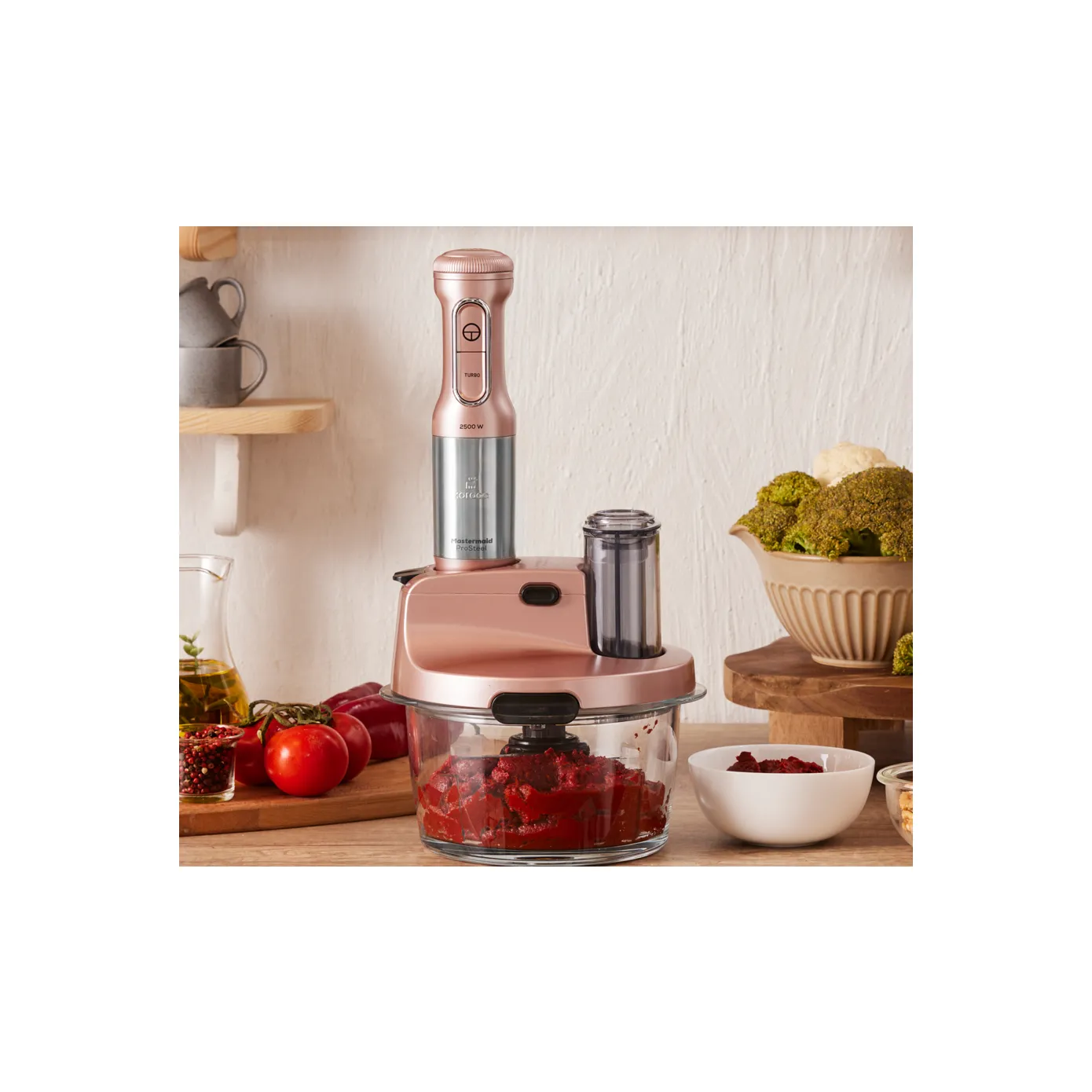Blender Set Karaca Mastermaid Prosteel Long support pour mixeur, 6 couteaux, verre, 2500 W, rosegold - Image 7