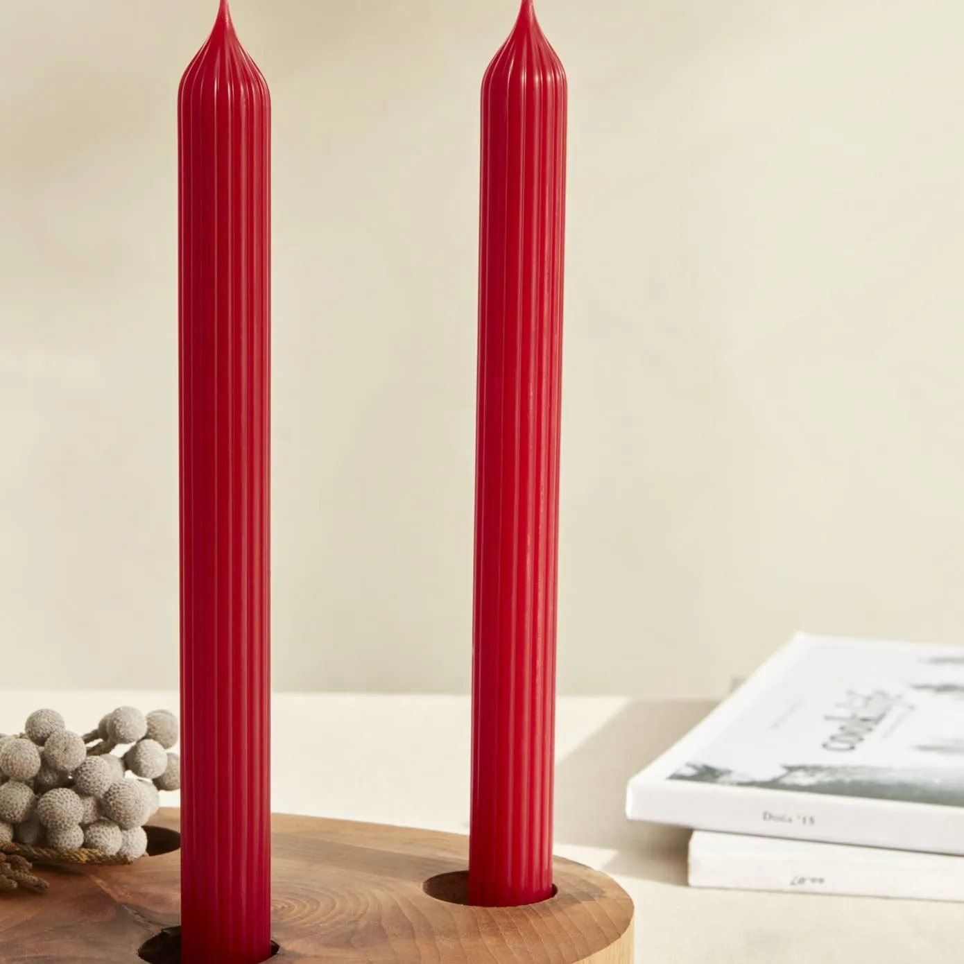 Bougie pour bougeoir Karaca Home Wave 2 pièces, rouge - Image 3
