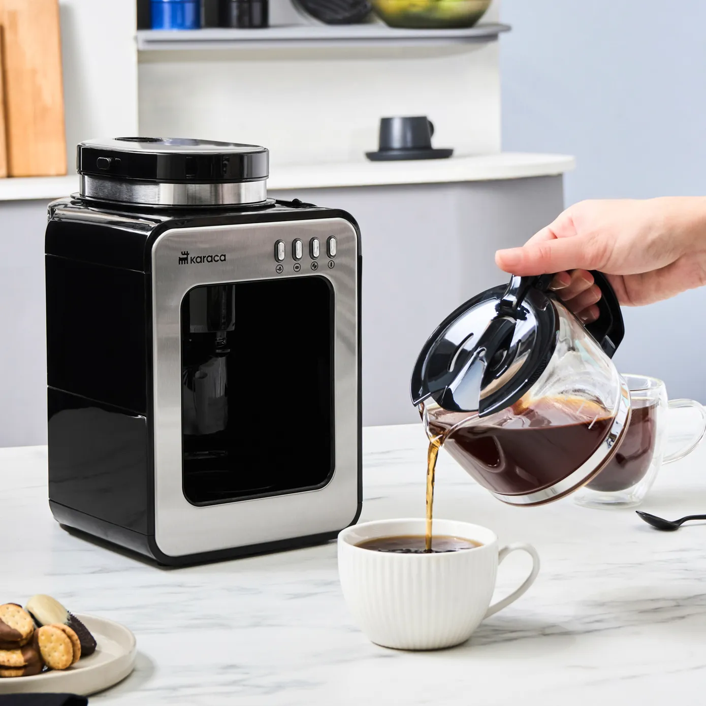 Cafetière à filtre avec broyeur intégré Karaca Grindmaestro, 0,5L, 600W, Inox - Image 3