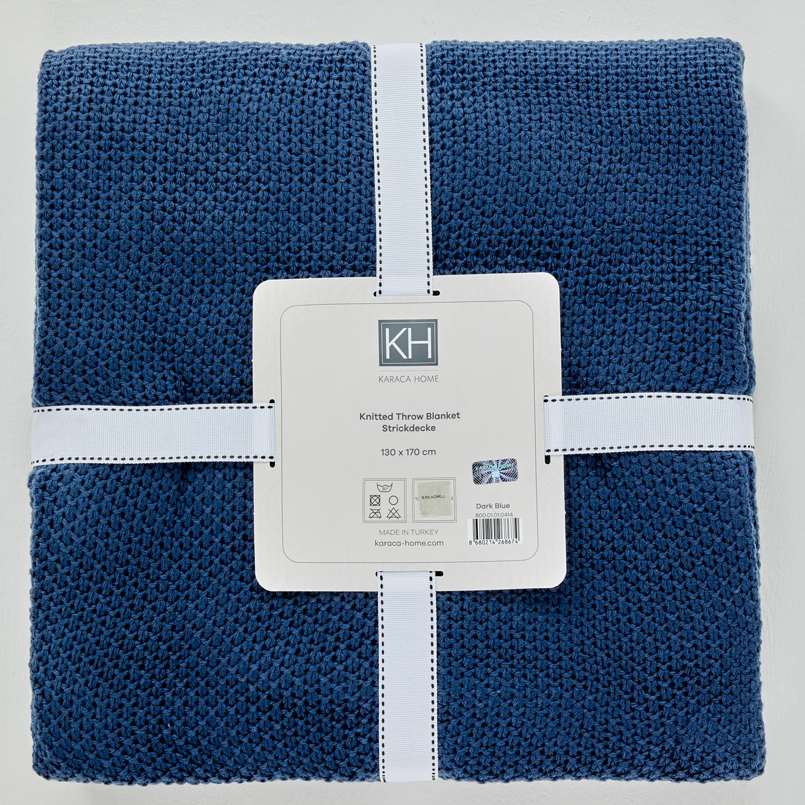 Couverture en maille Karaca Home certifiée Öko-Tex, bleu foncé - Image 2