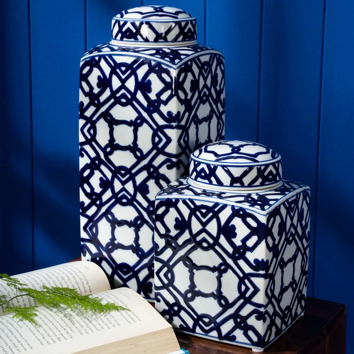 Cube rectangulaire Karaca Home Bleu Blanc, 37 cm - Image 2