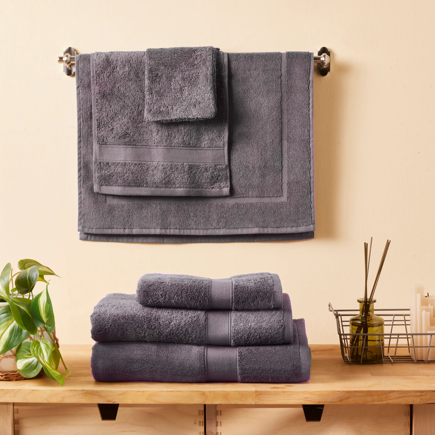 Drap de Bain Karaca Joey en Coton Égyptien, Anthracite, 100x150 cm - Image 2