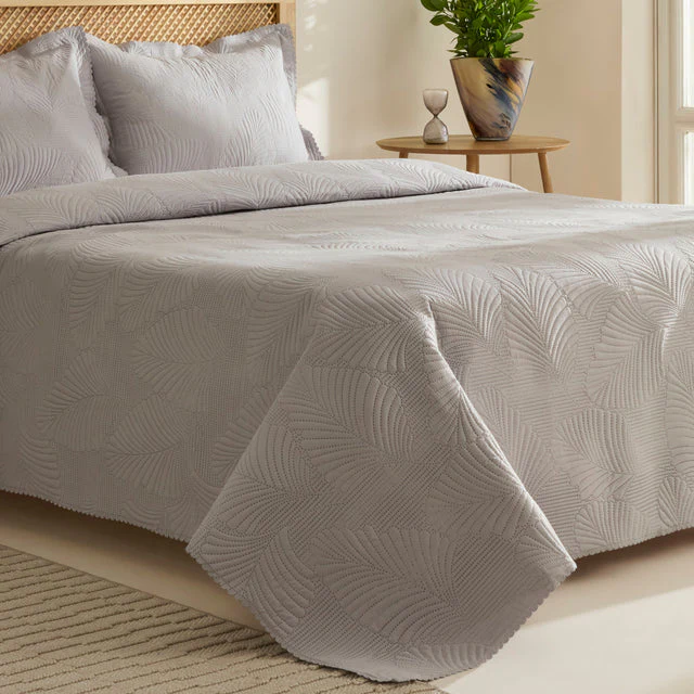 Ensemble Couvre-lit Leaf Gris 230x240 cm + 2 (50x70 cm) - Image 3