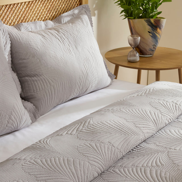 Ensemble Couvre-lit Leaf Gris 230x240 cm + 2 (50x70 cm) - Image 4