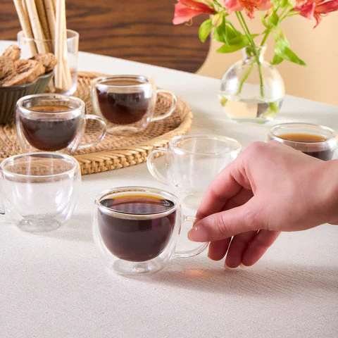 Ensemble de 6 tasses à café turques en verre à double paroi Karaca Olivia, 80 ml, transparent - Image 2
