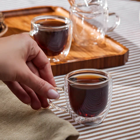 Ensemble de 6 tasses à café turques en verre à double paroi Karaca Olivier, 80 ml, transparent - Image 4