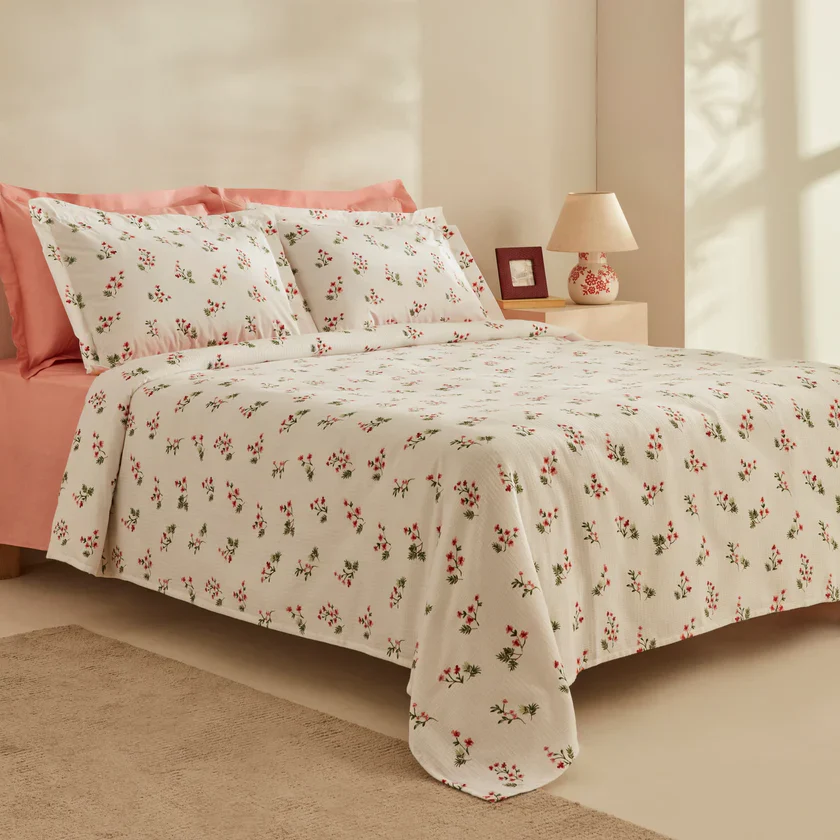 Ensemble de Couverture Karaca Home Silvie 100% Coton Pour lit Double, Rouge - Image 2