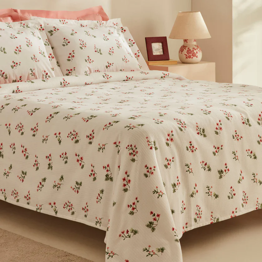 Ensemble de Couverture Karaca Home Silvie 100% Coton Pour lit Double, Rouge - Image 3