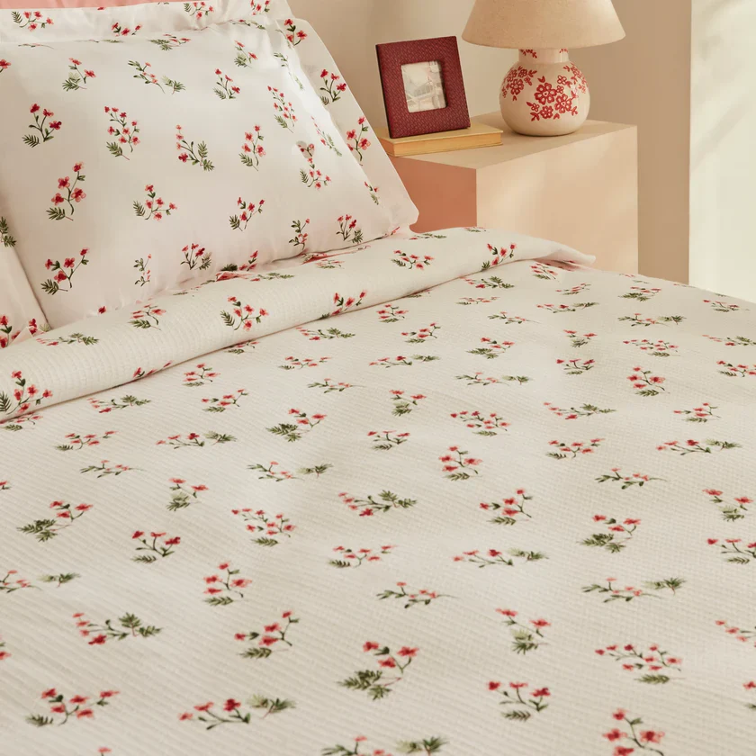 Ensemble de Couverture Karaca Home Silvie 100% Coton Pour lit Double, Rouge - Image 4