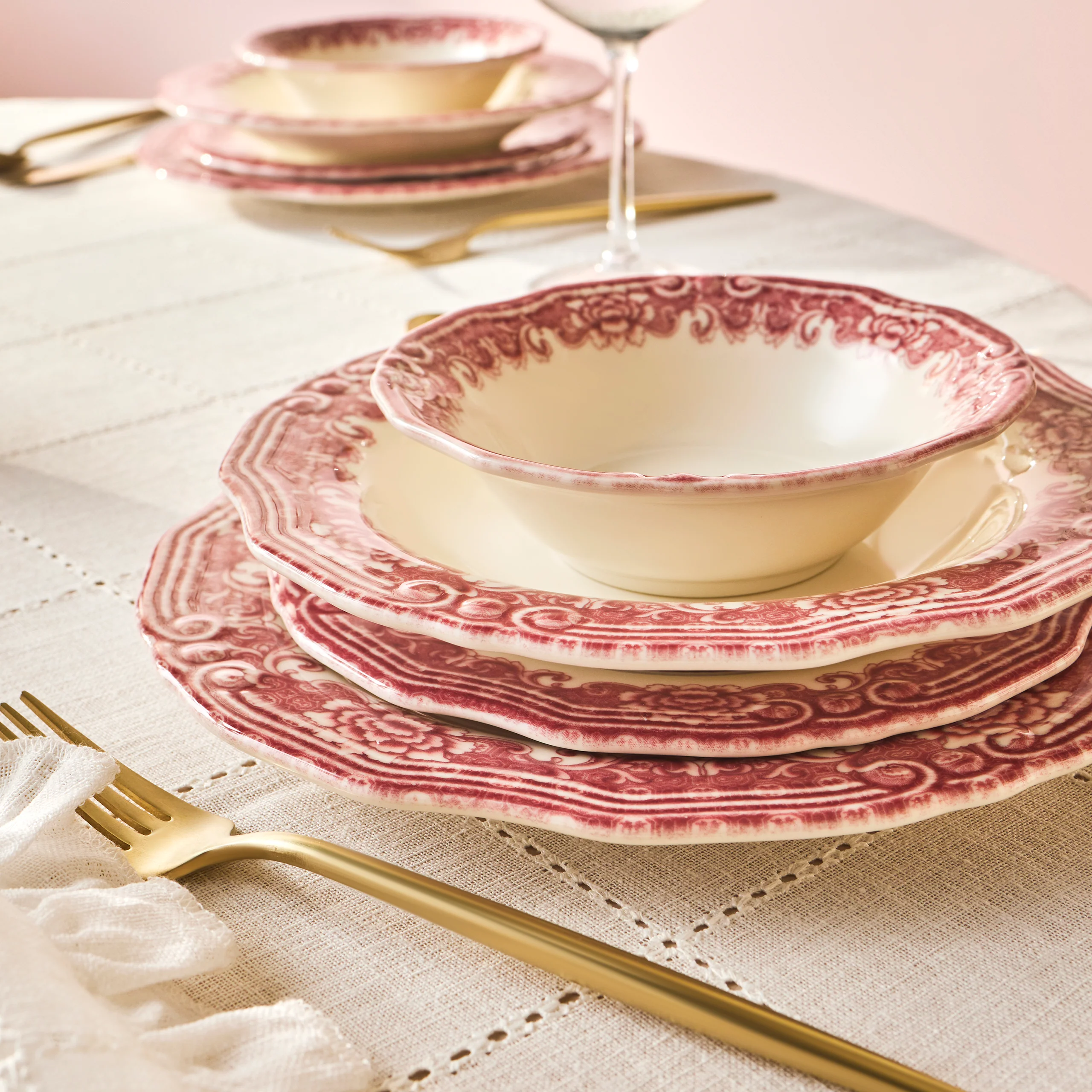 Karaca Bone China Rosie Service de Table 24 Pièces pour 6 Personnes, Multicolore - Image 22