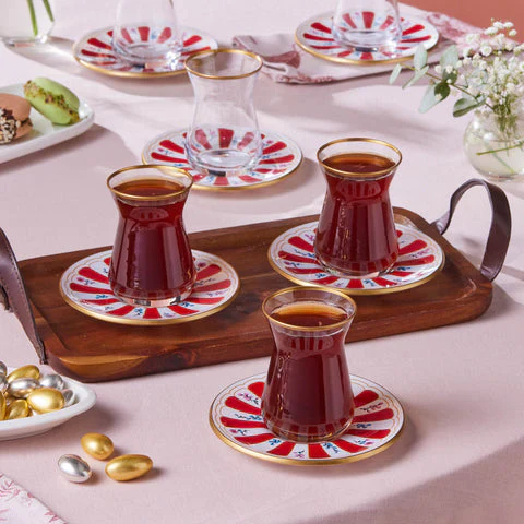 Verre à Thé Karaca Bursa, 12 Pièces, Rouge - Image 2
