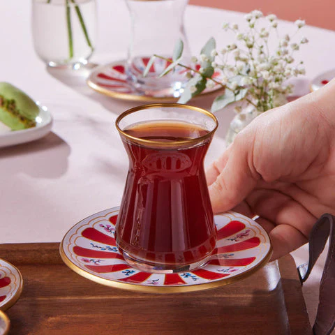 Verre à Thé Karaca Bursa, 12 Pièces, Rouge - Image 4