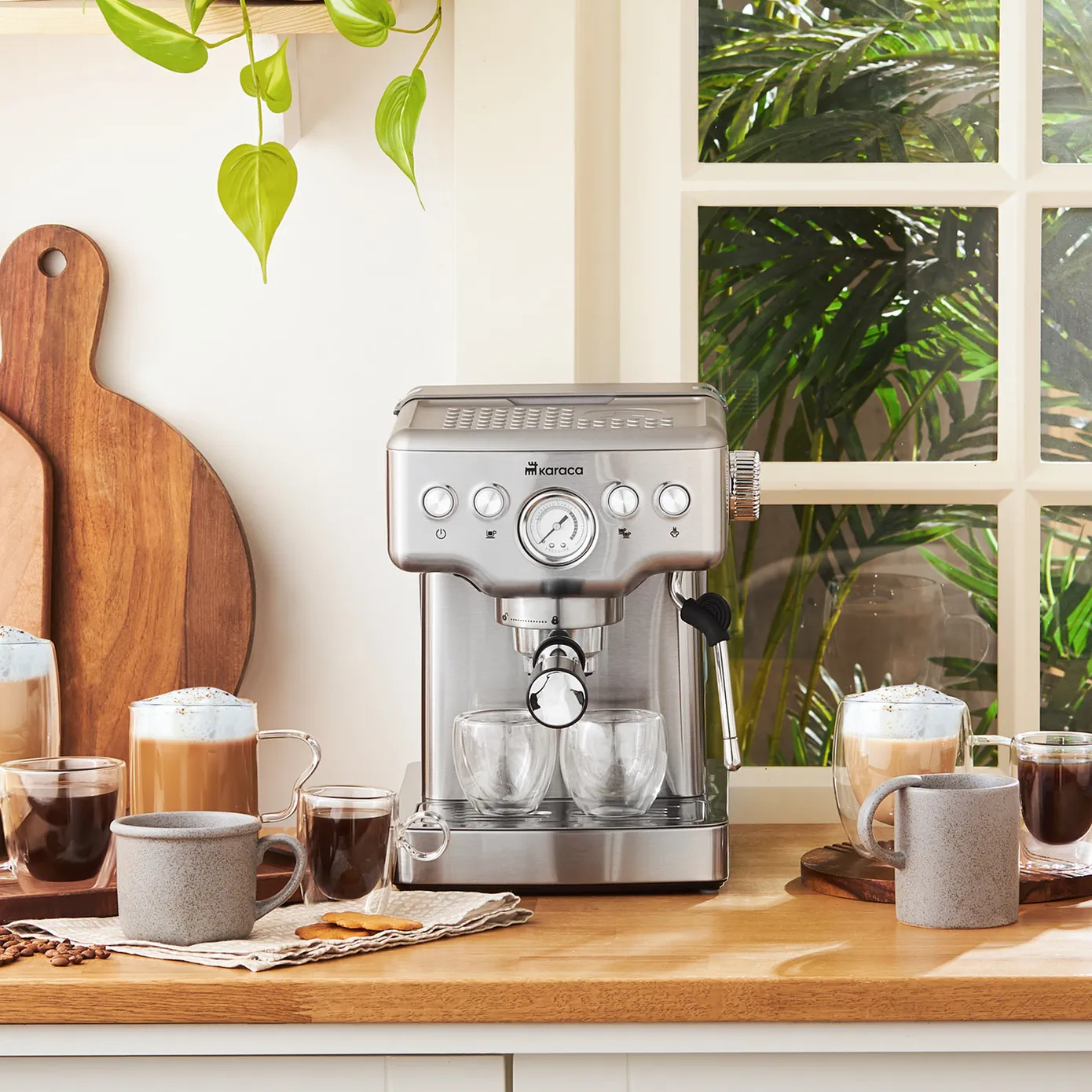 Machine à Café Karaca Coffee Art 1353 pour Espresso, Latte, Cappuccino, Americano avec Mousseur à Lait, 20 Bars de Pression, 1,8L Inox - Image 4