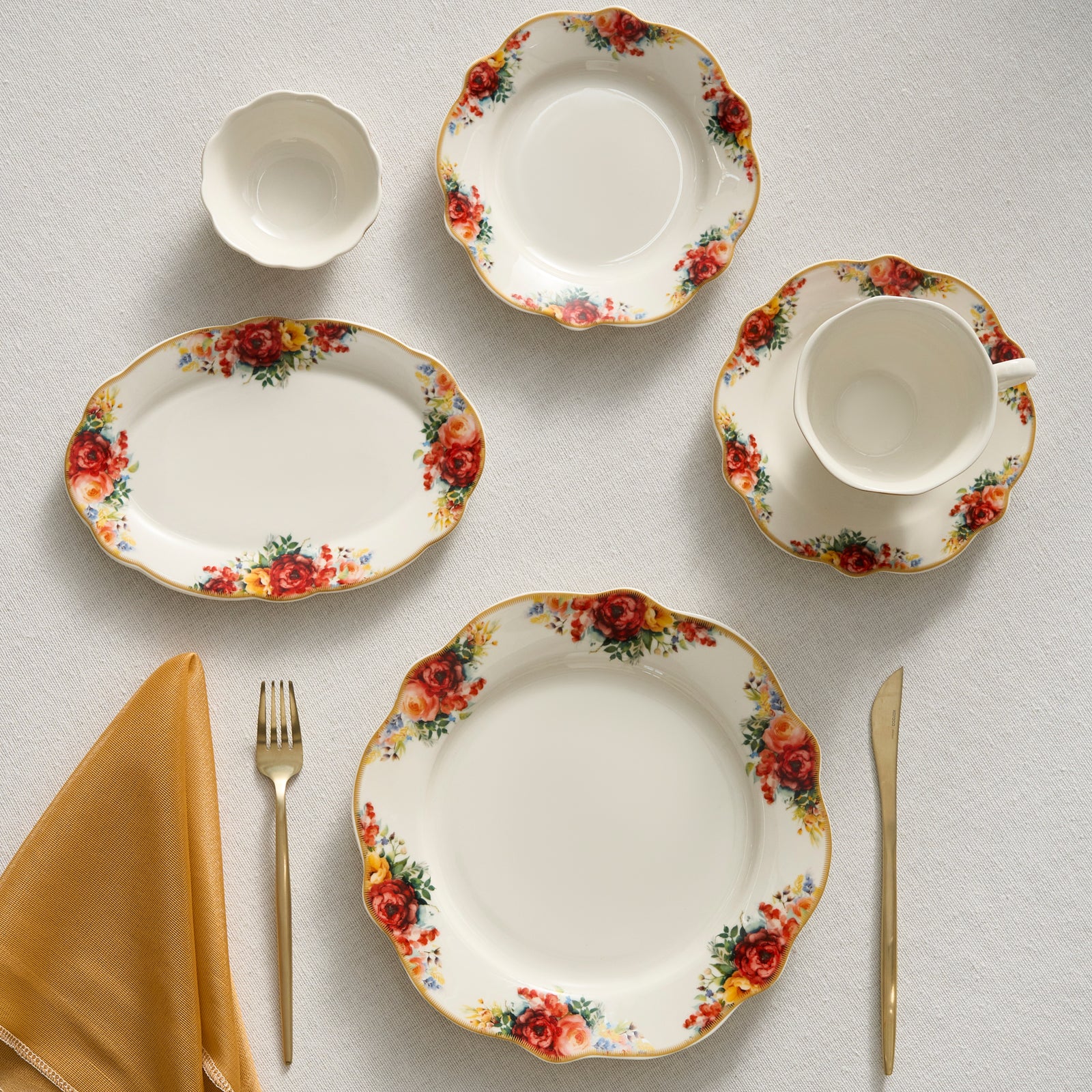 Karaca Forever Bone Amarose Service De Petit-déjeuner 26 Pièces - Image 3