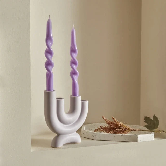 Karaca Home Burgulu Lot de 2 Bougies Pilier Lilas - Image 2
