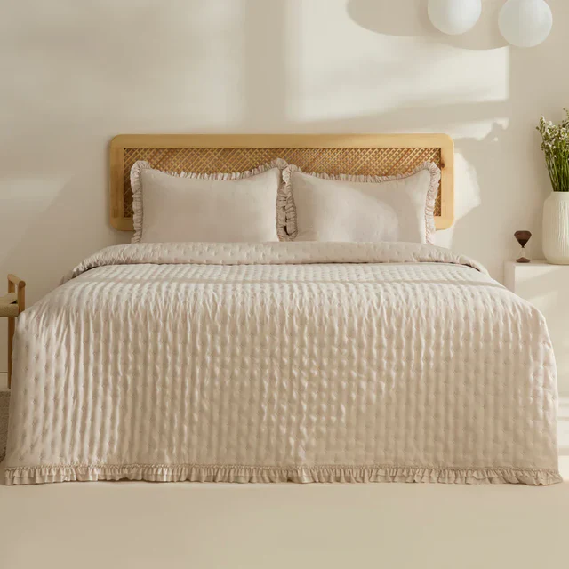 Karaca Home Fiona Ensemble Couvre-lit, Double, Beige