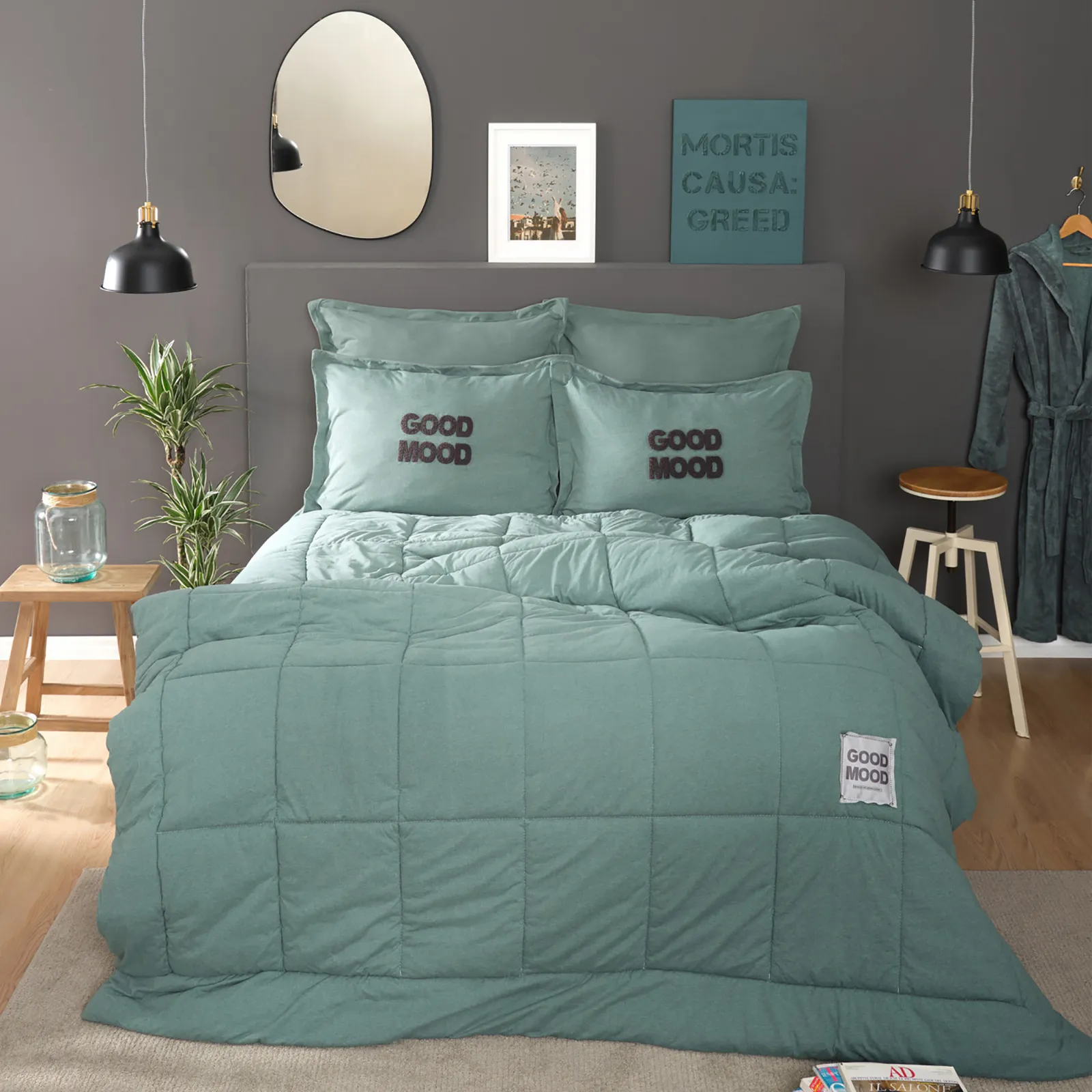 Karaca Home Motto Cotton Comfort Ensemble Lit Simple Pétrole - Image 6