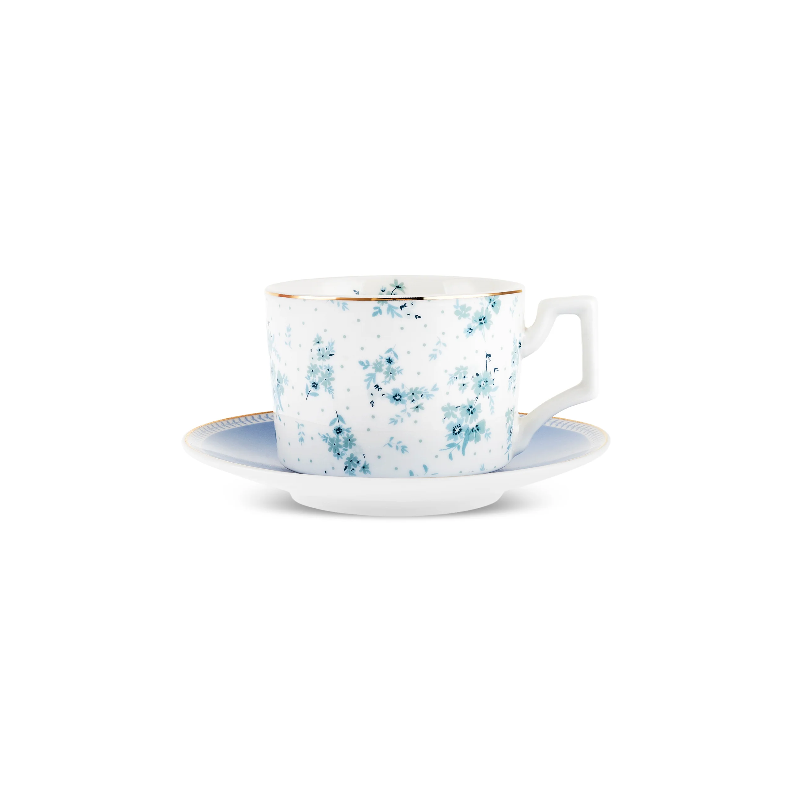 Karaca Jardin Service de Tasses à Thé et Sous-Tasses en Bone China, 4 Pièces, pour 2 Personnes, 230 ml, Bleu - Image 6
