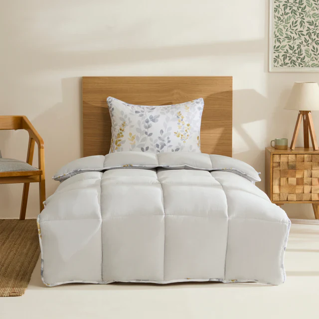 Karaca Leaf Gris Ensemble Couette Simple 135x200 + 50x70