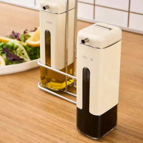 Karaca Luminous Ensemble de 3 Bouteilles en Verre pour Huile et Vinaigre, Inox - Image 2