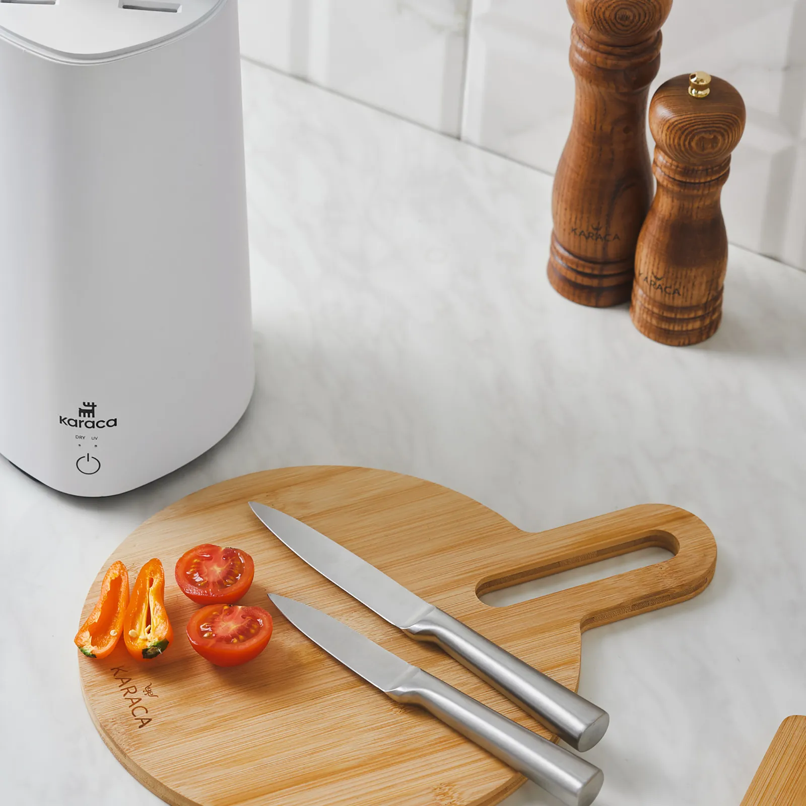 Karaca Meister Set de Couteaux avec Support Stérilisateur Blanc - Image 5