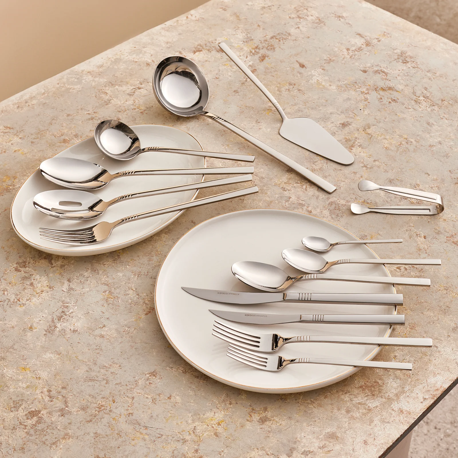 Karaca Nil Élégance Set de Couverts pour 12 Personnes, 91 Pièces, Argenté - Image 3