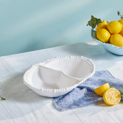 Karaca Perla – Coupelle à snacks ovale compartimentée en mélamine 33 cm, blanc - Image 3