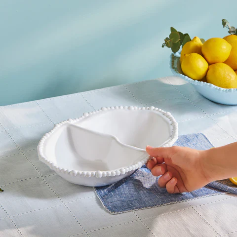 Karaca Perla – Coupelle à snacks ovale compartimentée en mélamine 33 cm, blanc - Image 4