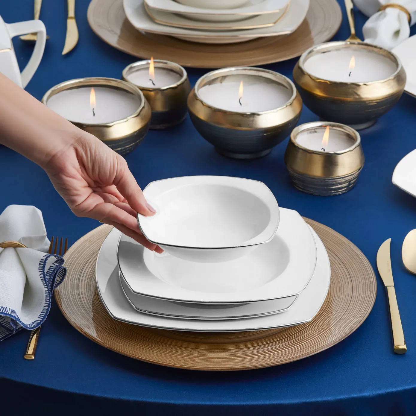 Karaca Red Carpet Collection Service de table Chiara en porcelaine pour 12 personnes, 60 pièces, couleur crème - Image 3