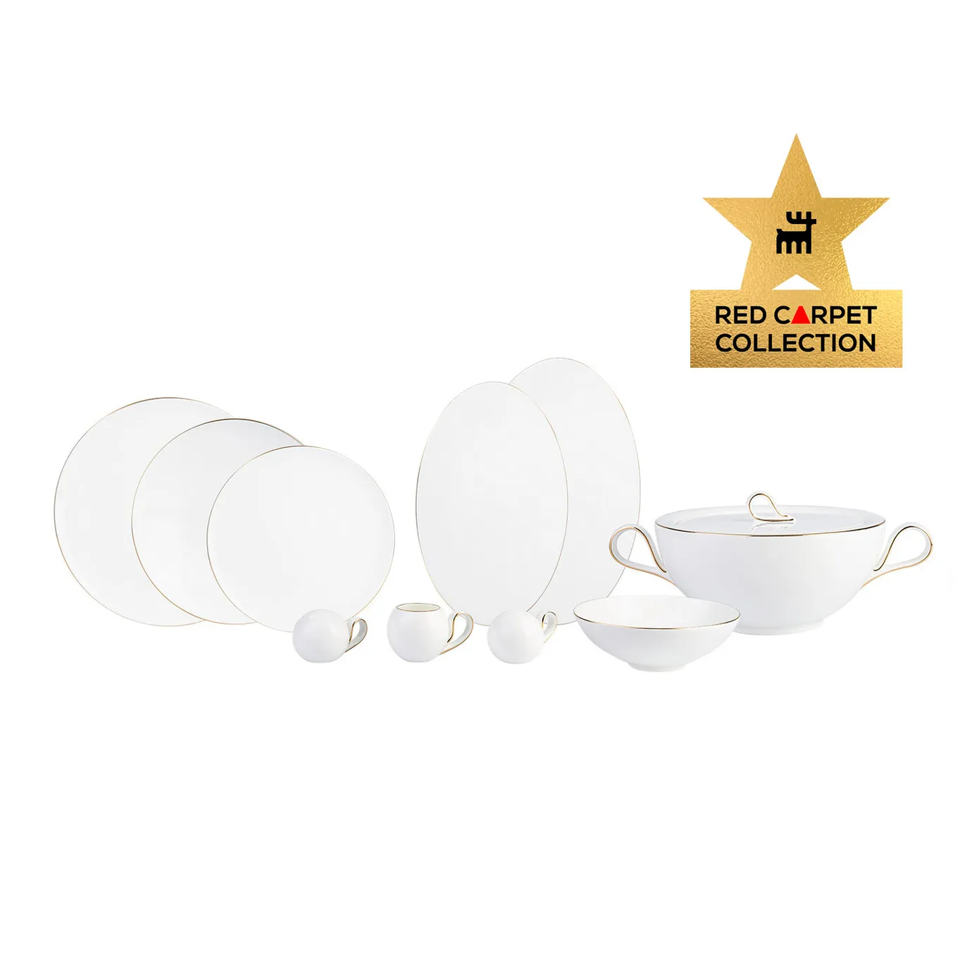 Karaca Red Carpet Collection Service de table Fine Pearl Extra Chanak pour 12 personnes, 62 pièces, doré - Image 20