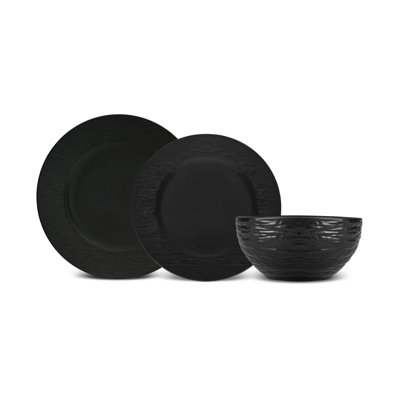 Karaca Solem Embossed - Service de Table en Grès 18 Pièces pour 6 Personnes, Noir - Image 10