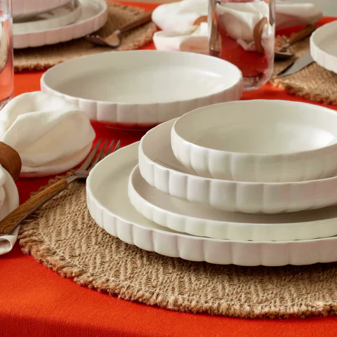 Service de table Karaca Stream Bone China Pumpkin 24 pièces pour 6 personnes, Blanc - Image 6
