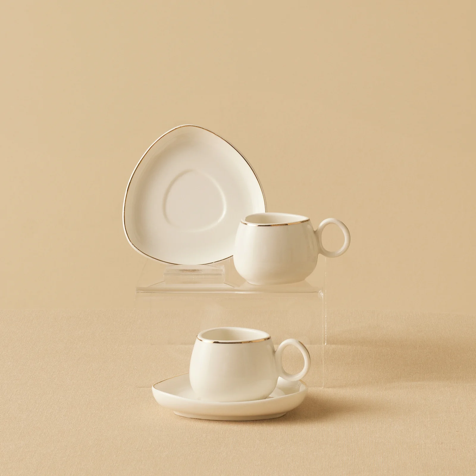 Karaca Streamline Tribe, Service de 2 Tasses à Café, Blanc et Or - Image 2