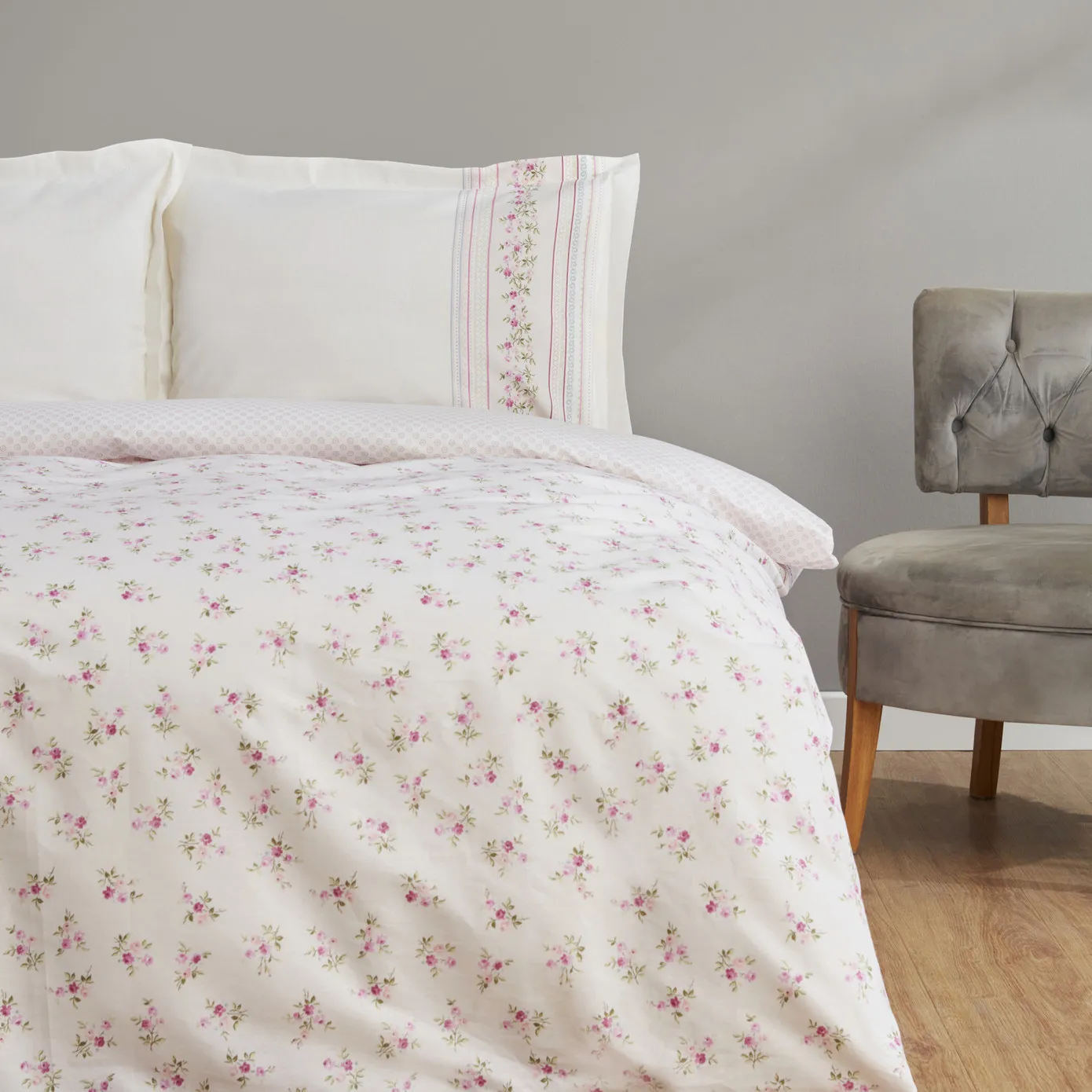 Karaca Home Glen Ensemble de housse de couette individuelle en coton rose - Image 7