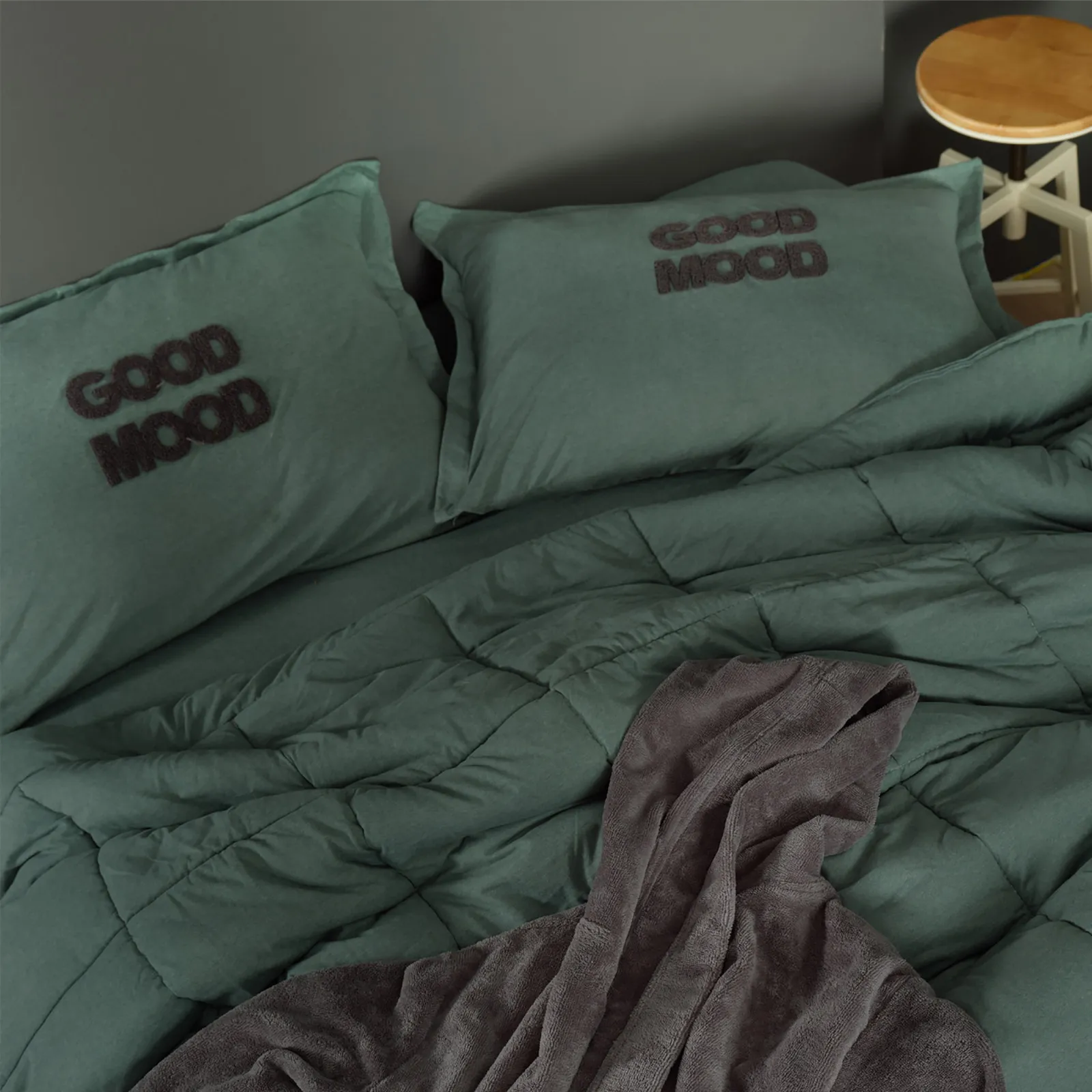 Ensemble de Lit Double Karaca Home Motto Cotton Comfort, Pétrole - Image 4