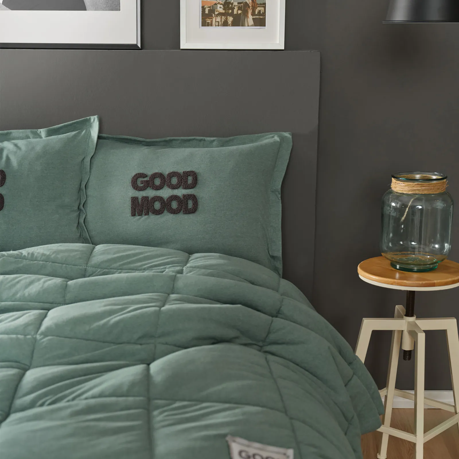 Ensemble de Lit Double Karaca Home Motto Cotton Comfort, Pétrole - Image 6