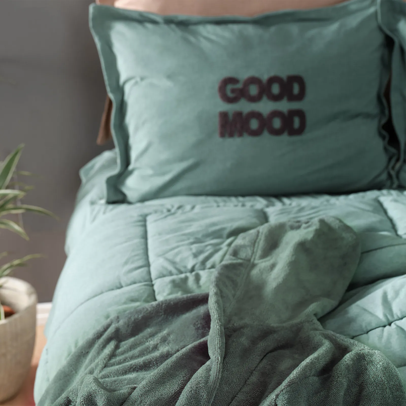 Ensemble de Lit Double Karaca Home Motto Cotton Comfort, Pétrole - Image 7