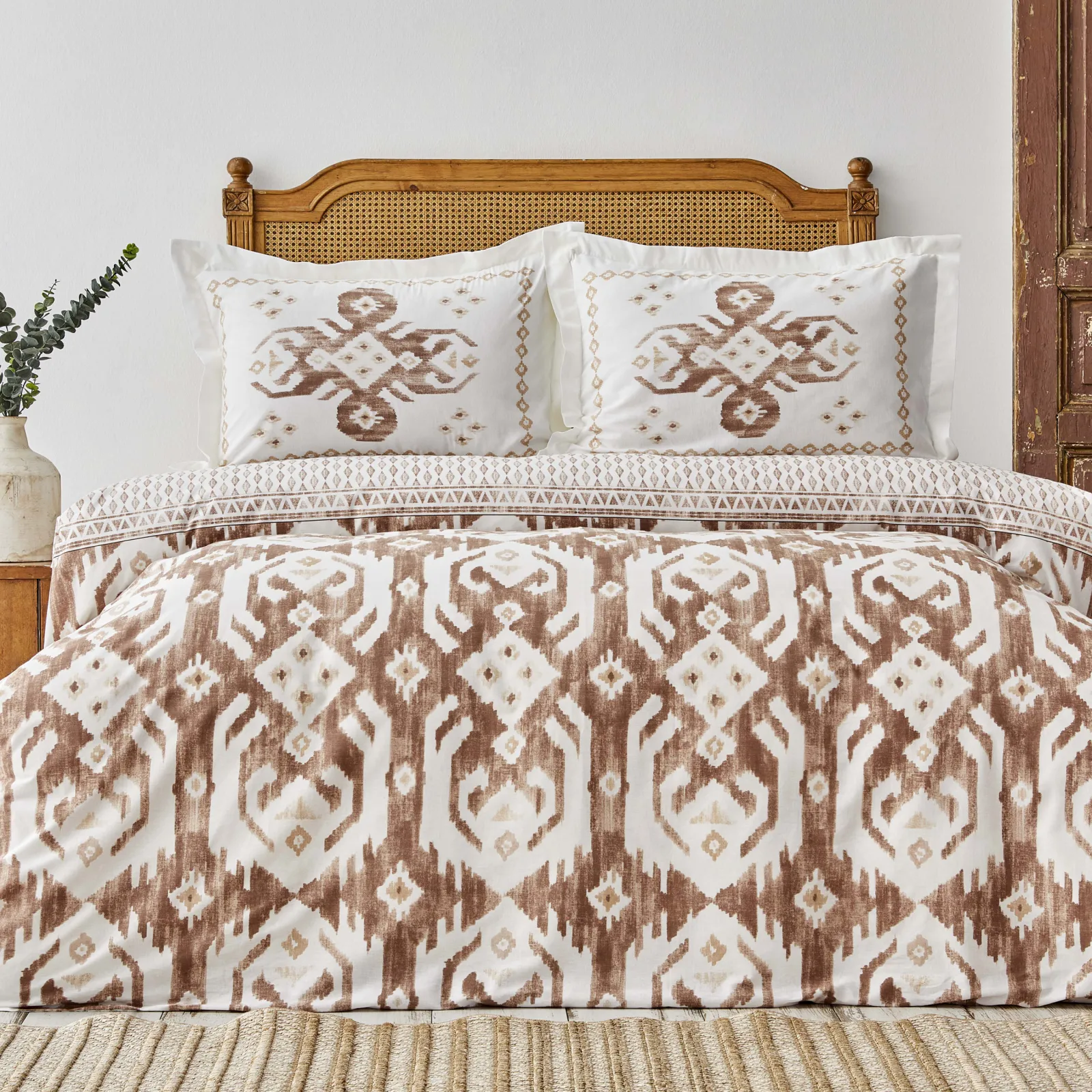 Parure de lit Karaca Home Neos avec housse de couette 100 % coton pour lit double, beige