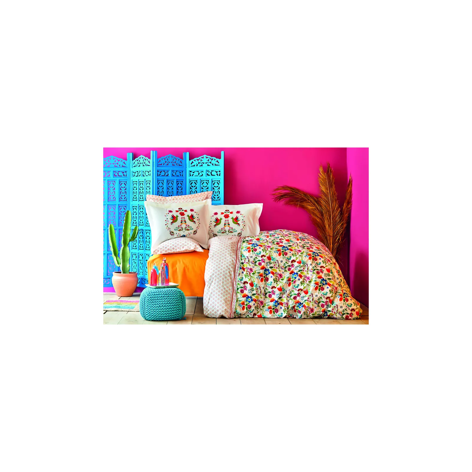 Parure de lit Karaca Home Parlin 100% coton, pour lit double, fuchsia - Image 9
