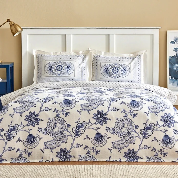 Parure de Lit Simple Karaca Home Amar Bleu 100 % Coton - Image 3