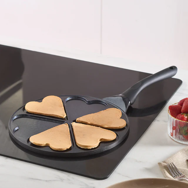Poêle à pancakes en céramique antiadhésive à induction Karaca Fluffy Love, 26 cm, noire - Image 5