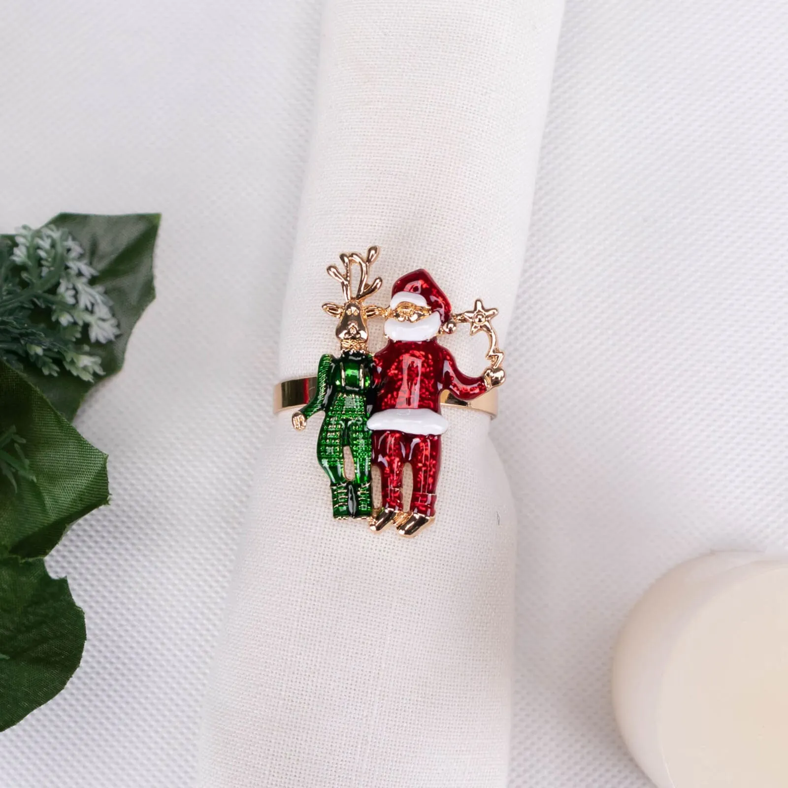 Ronds de serviette Karaca Home cerf et Père Noël, 2 pièces - Image 3