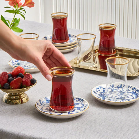 Service à thé turc en verre Karaca Mare 12 pièces pour 6 personnes, 170 ml, transparent - Image 6